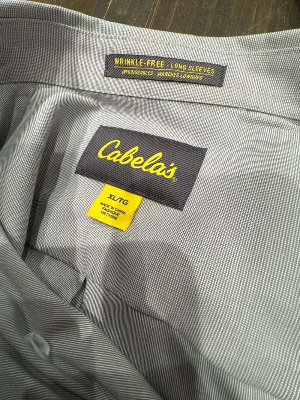 Cabela's Wrinkle-Free Long Sleeve Shirt XL Gray Cotton